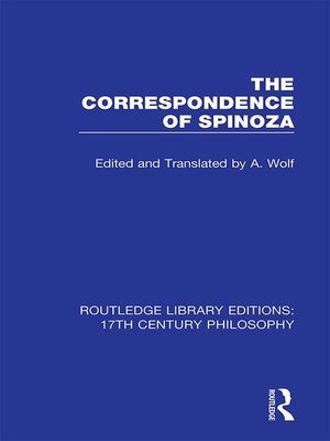 cover image of The Correspondence of Spinoza